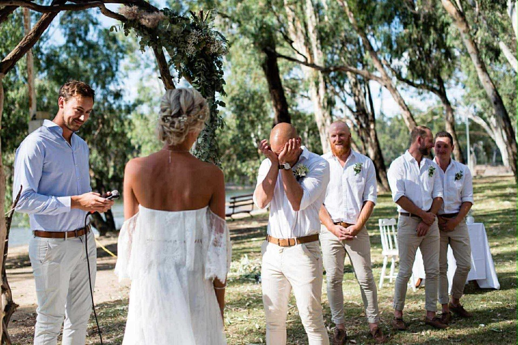 Celebrant Daniel Harrison conducting a wedding ceremony